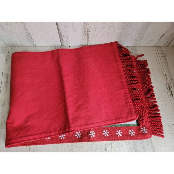 Vintage snowman table runner red tassel snowflake home decor‎ - Picture 6 of 7